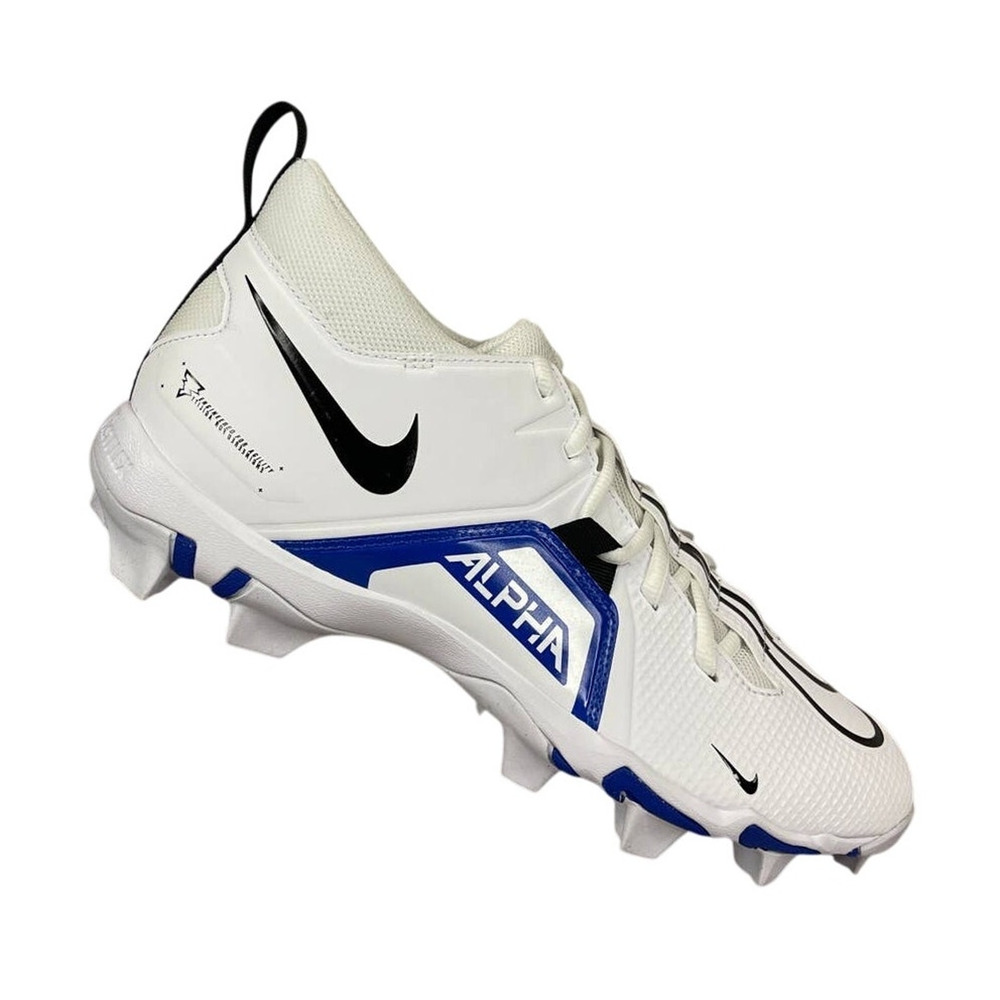 Nike Alpha Menace 3 Shark White Blue Football Cleats Mens Size 11.5 (CV0582-101)